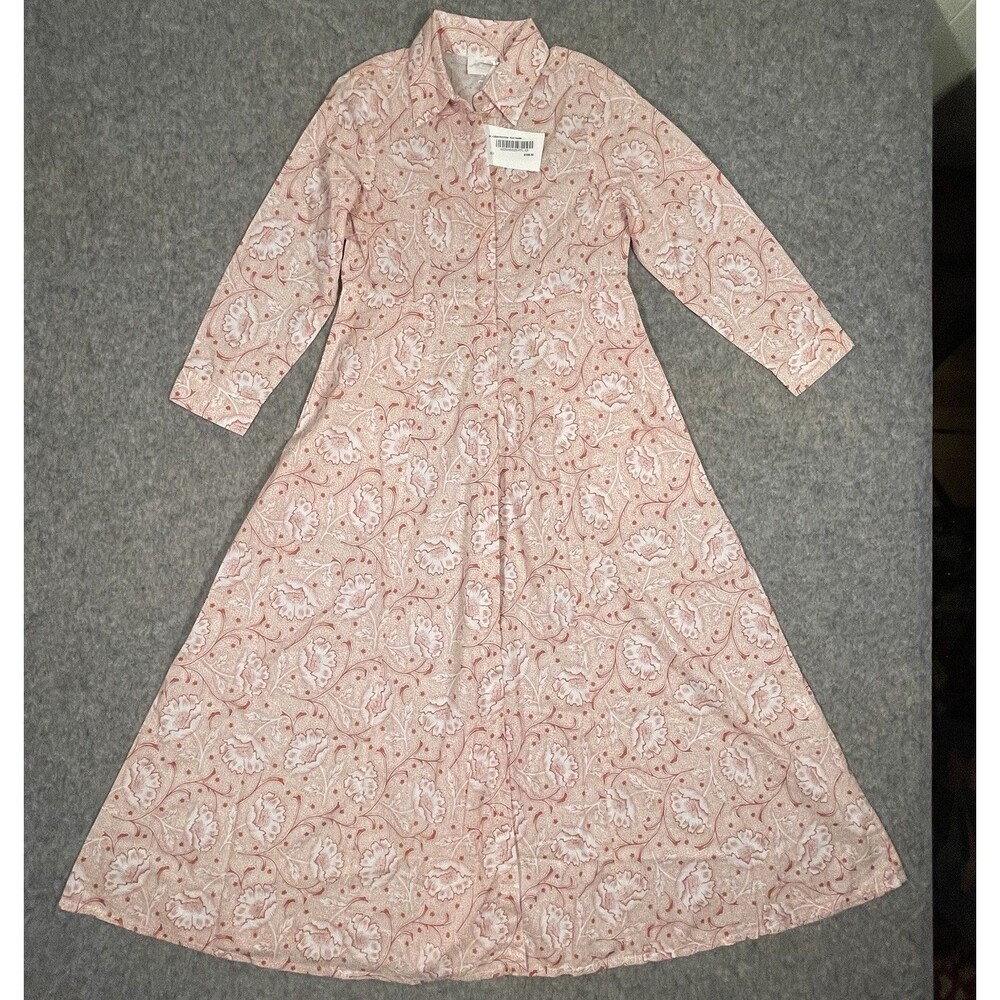 Julia Amory JA Shirt Dress Maxi Button Rose Toscana Floral Print X-Small NWT